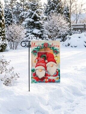 ❤️New Merry Christmas Gnome Garden Flag